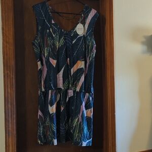 Leaf Print Sleeveless Dress